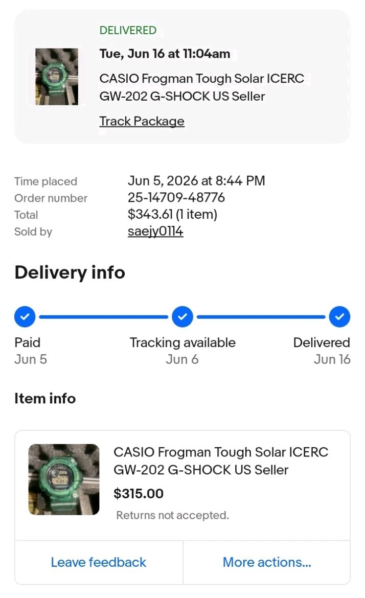 Casio G-Shock Frogman GW-202 Tough Solar Quartz 200m Green Digital w/ Tin