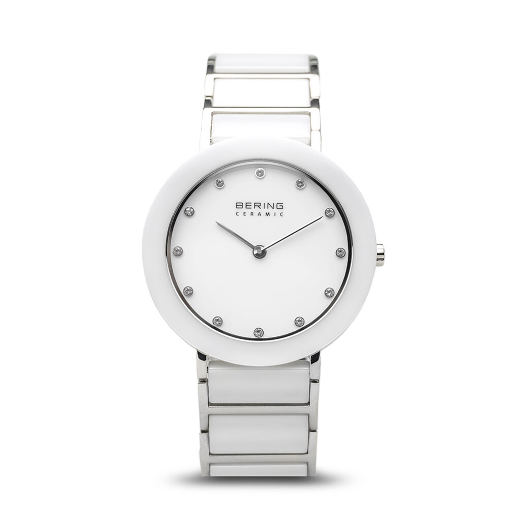 Bering Time Ceramic Silver Stainless Steel Ceramic Links Women’s Watch 11435-754