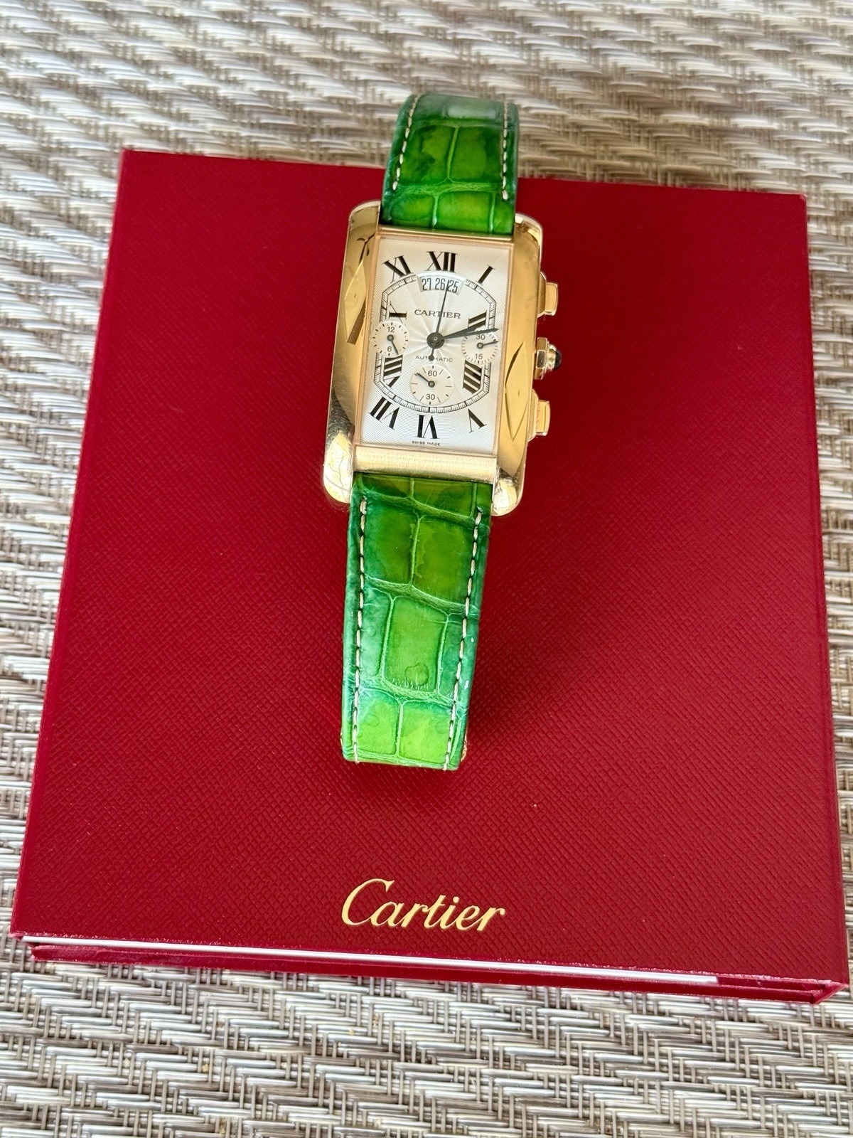 Rare Collectible Cartier Tank Americaine XL 18k Rose Gold Chrono Watch W2609356
