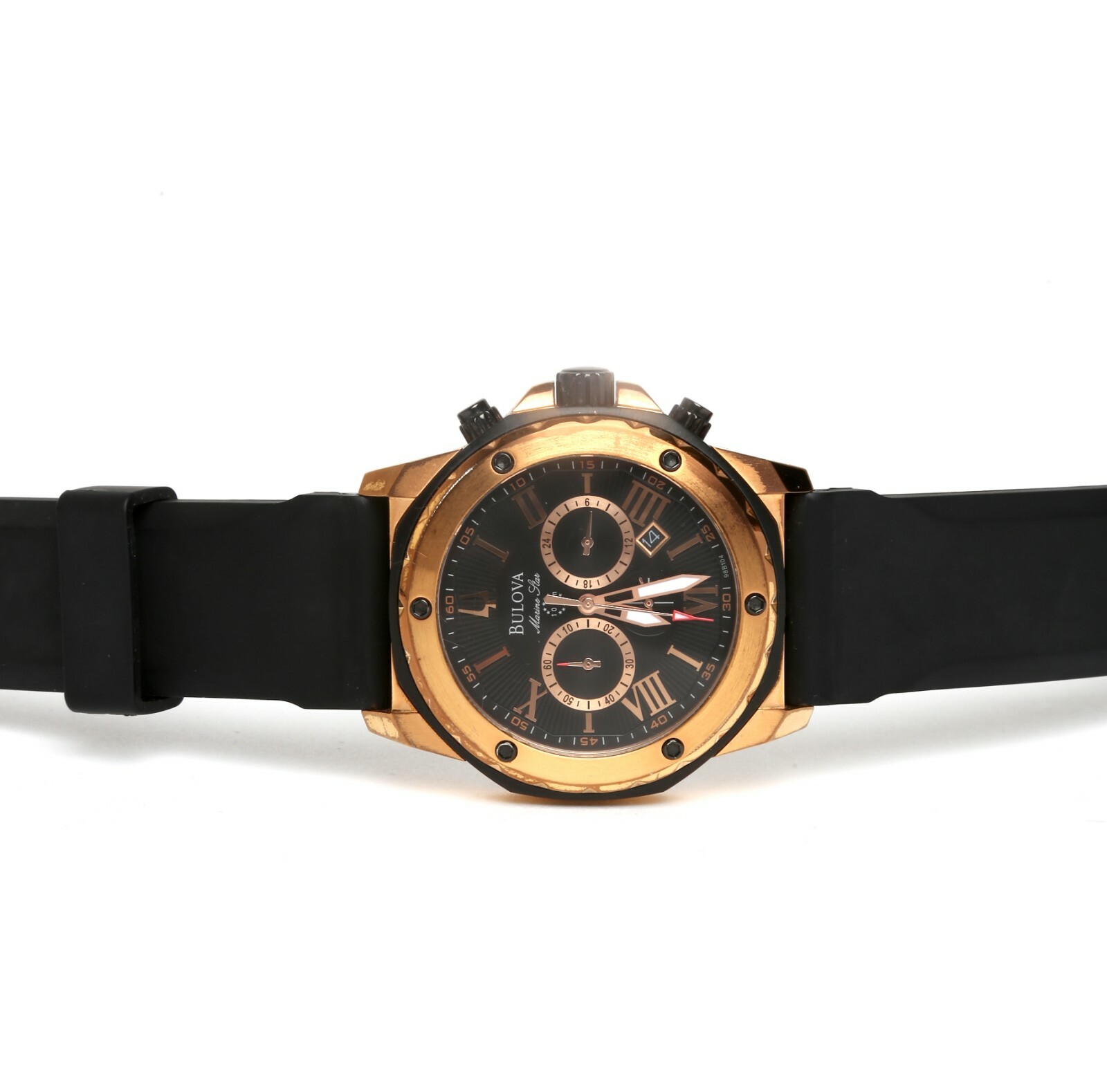 Bulova Men’s Chronograph 44mm 98B104 Black Rubber Strap Watch F2226
