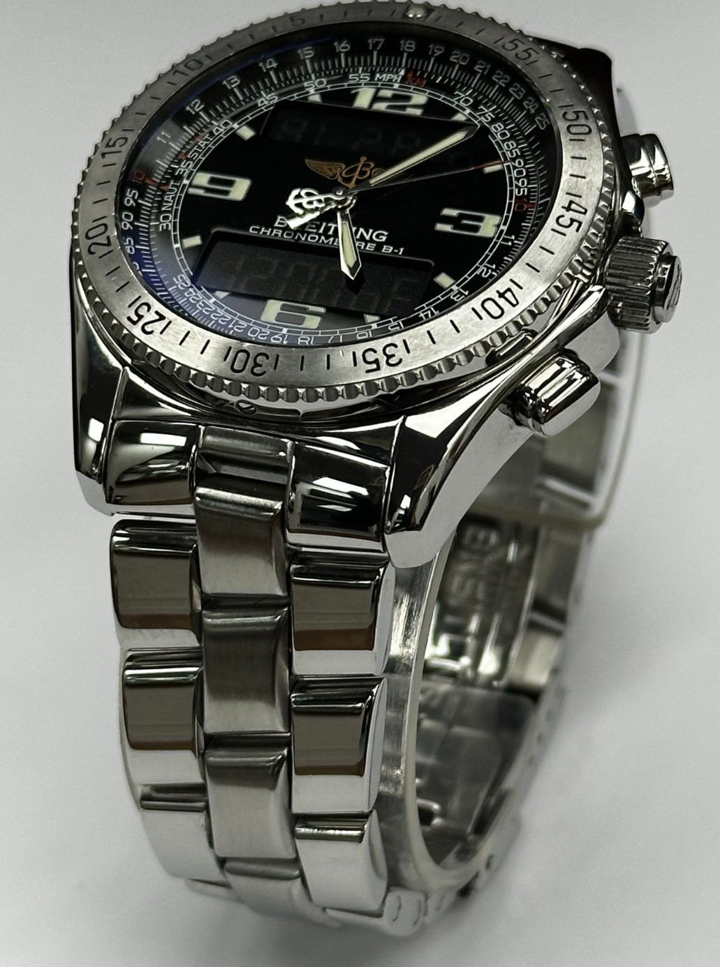 Breitling B-1 Multifunction A68362 Black Bidirectional Compass Scale WARRANTY