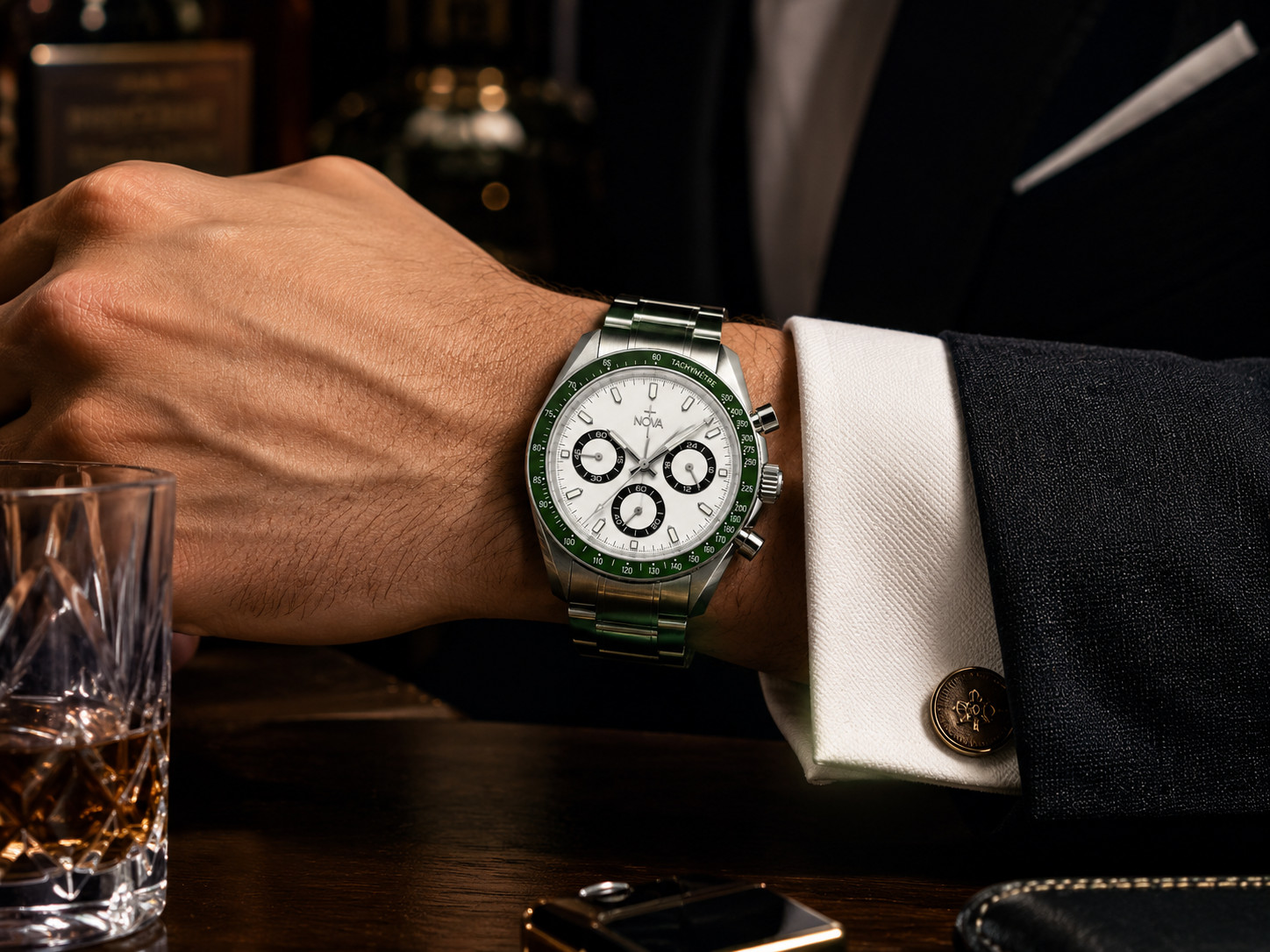 Nova Christian Verdant Covenant Custom Watch White Dial Green Bezel