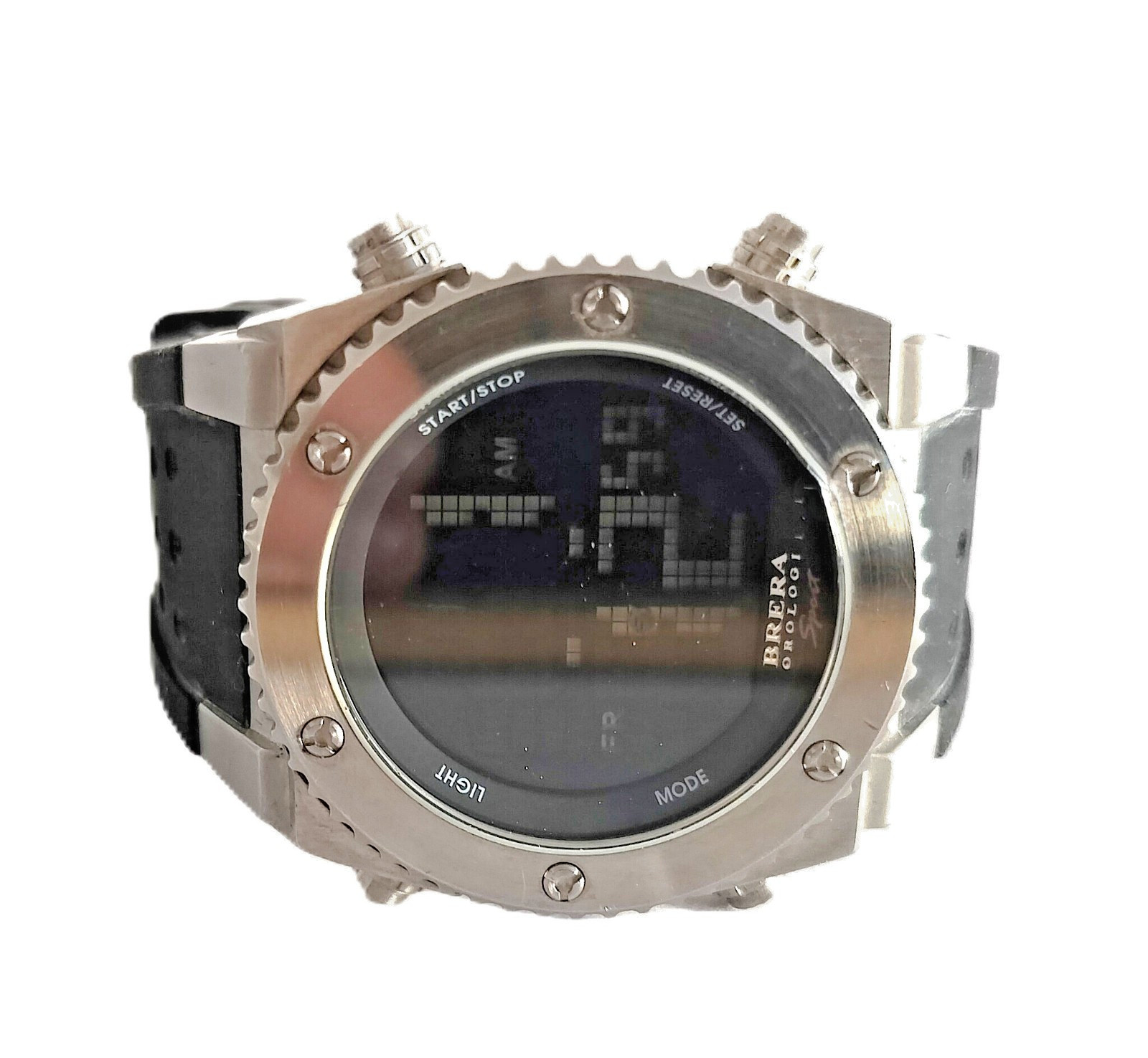 RARE WORKING Brera Orologi Sport Digital Watch BRSMDISS01 SS Black Band EUC!!!!