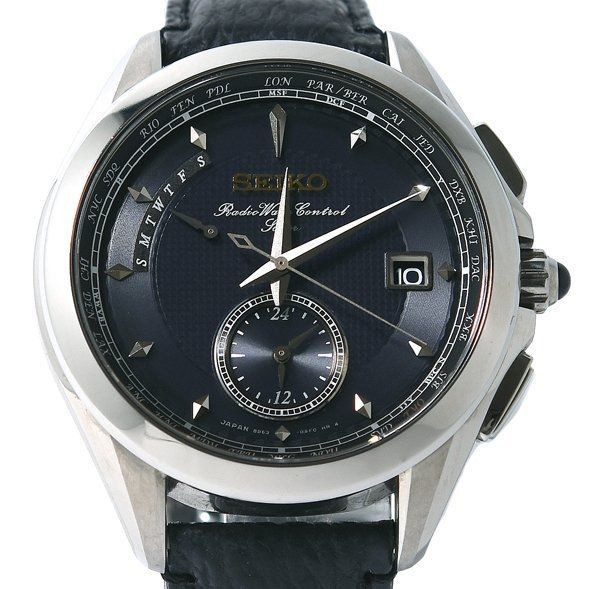 Seiko Brightz SAGA245 8B63-0AF0 43.2mm Solar Mens Watch Titanium Date Indicator