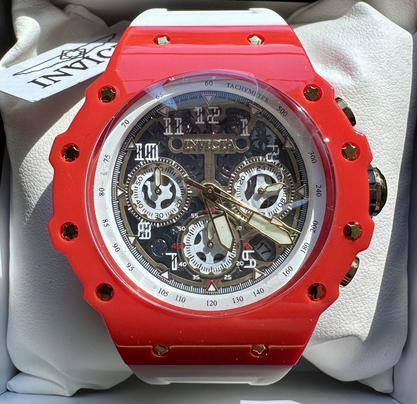 Invicta Racing Vaulthan Men’s Watch-44mm Red- White Band 🔥