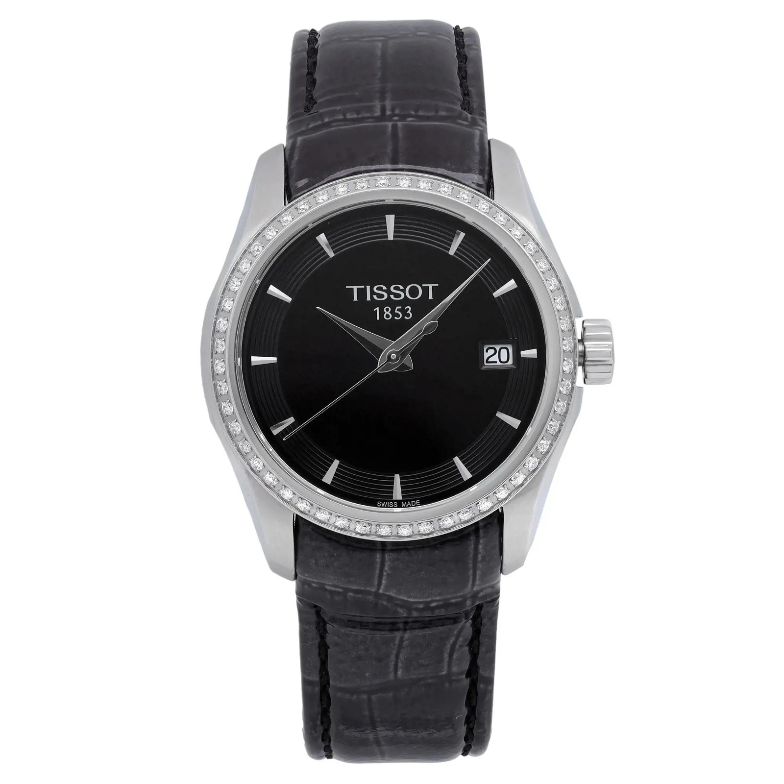 Tissot Couturier Diamond Steel Black Dial Quartz Ladies Watch T035.210.66.051.00