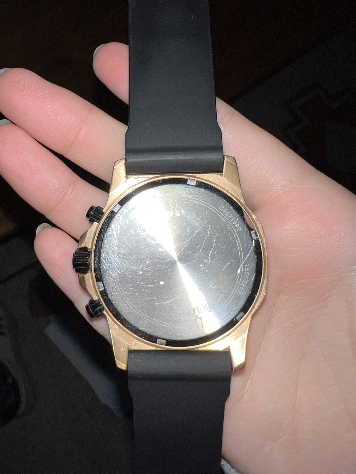 Bulova Marine Star 98B104 44mm Rose Gold Stainless Steel Case with Black Rubber
