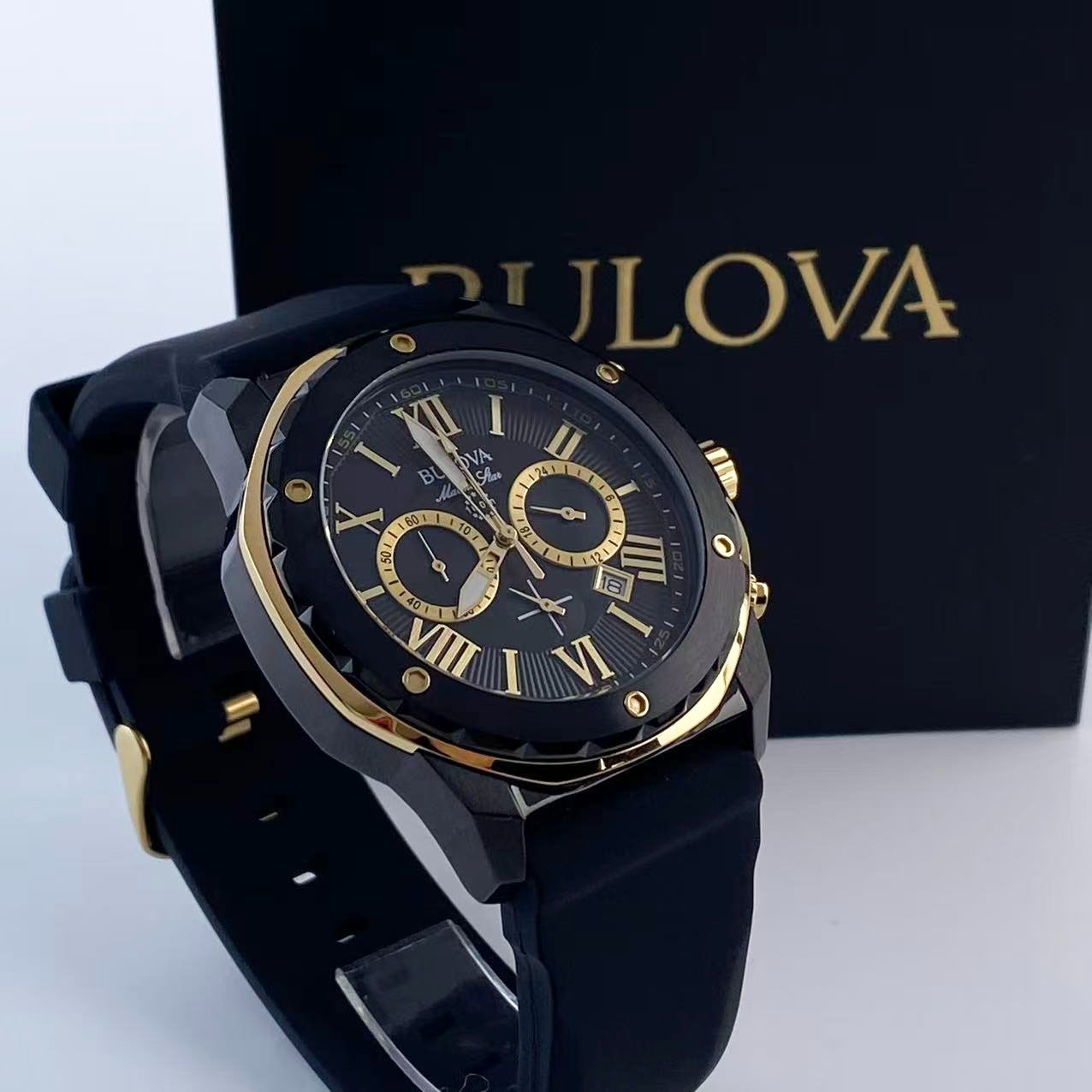 Bulova Marine Star 98B278 44mm Black Dial Men’s Chronograph Quartz Watch