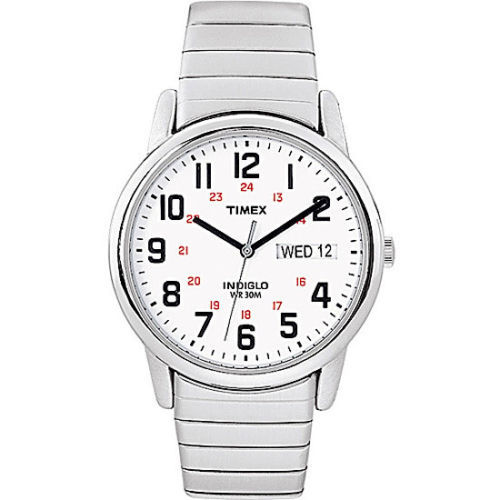 Timex T2N091, Men’s Easy Reader X- Long Expansion Band Watch, Indiglo, Date, NEW