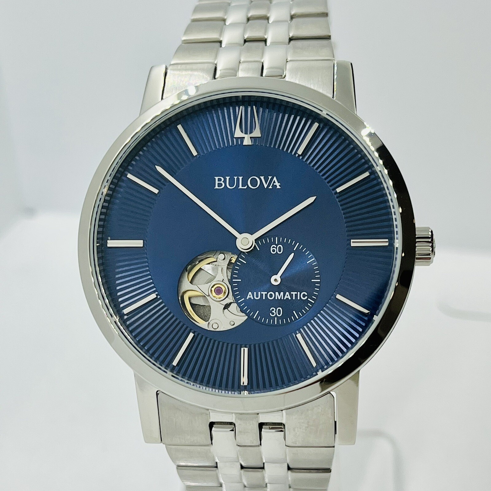 Bulova Men’s American Clipper Automatic Blue Dial St Steel Silver 42mm 96A247