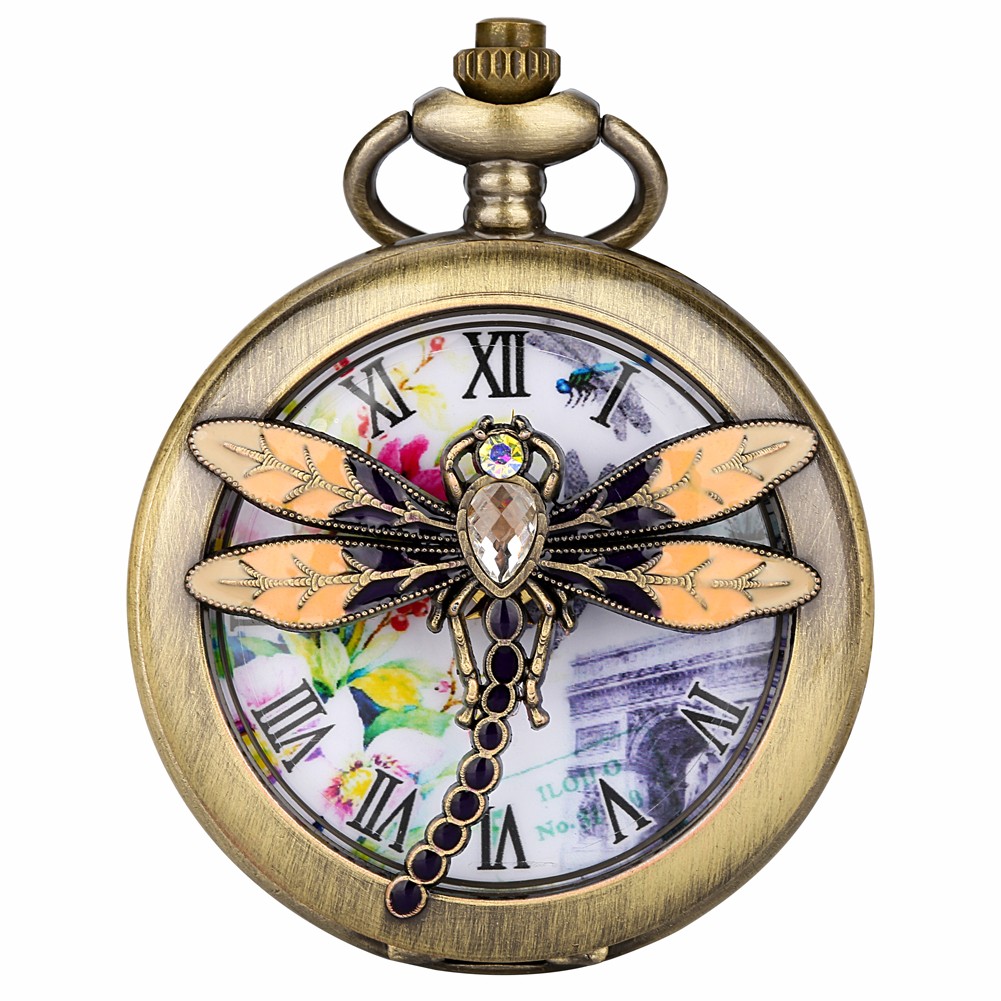 Bronze/Gold Tone Small Animals Theme Quartz Pocket Watch Sweater Chain Gifts