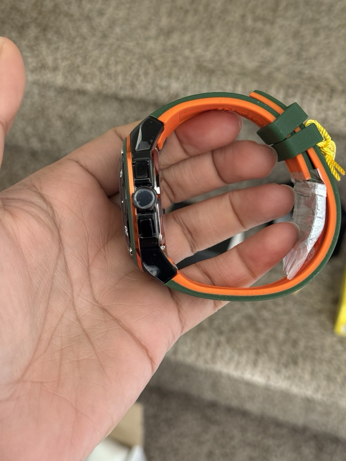 Invicta Black and Orange Chronograph Watch Mens rubber strap