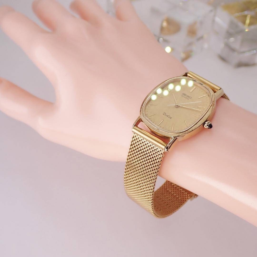 SEIKO Dolce 6030-5410 Quartz Unisex Watch Gold Oval 1981 New Battery Japan