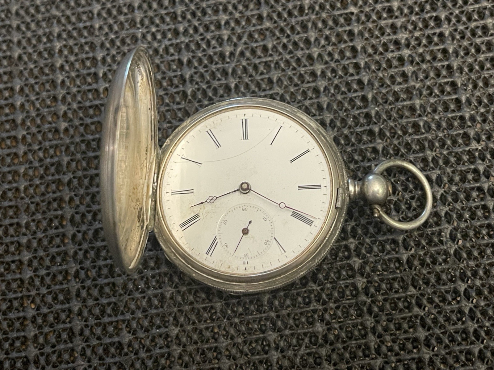 Antique L Tissot Locle Fine Silver Pocket Watch Key Wind Hunter 56g Parts/Repair