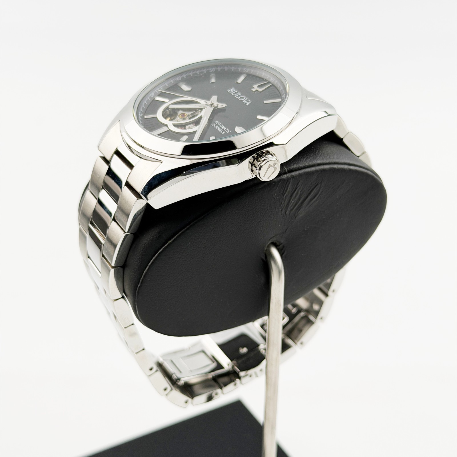Bulova Surveyor 42 MM Automatic Men Watch Black Dial Stainless Steel 96A270