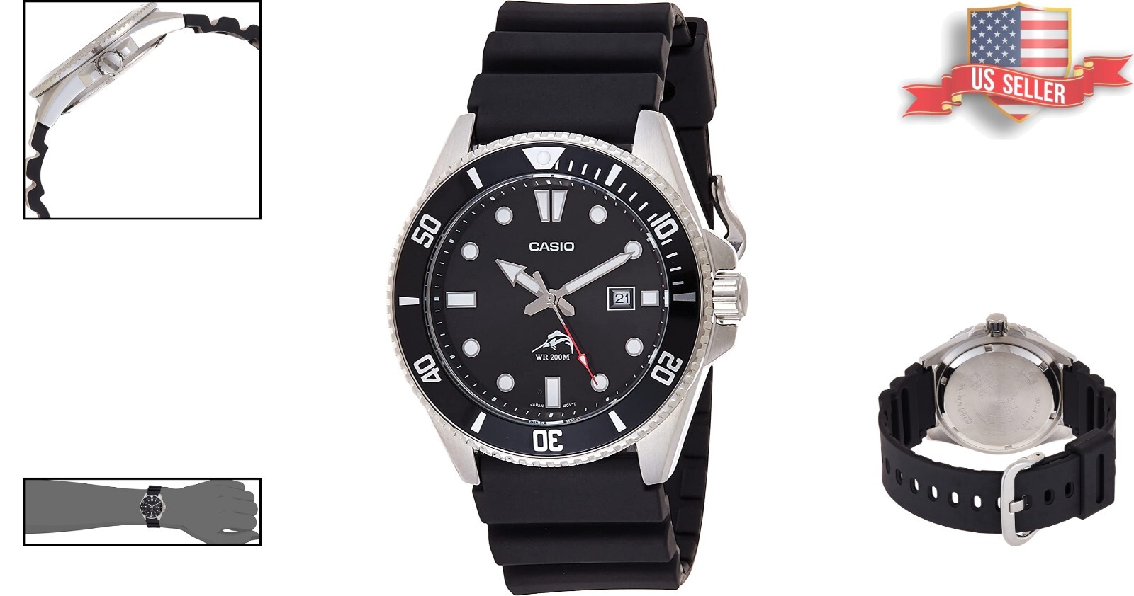 Black Dive Watch – Diver-Inspired Rotating Bezel, Water Resistant, Easy Reading