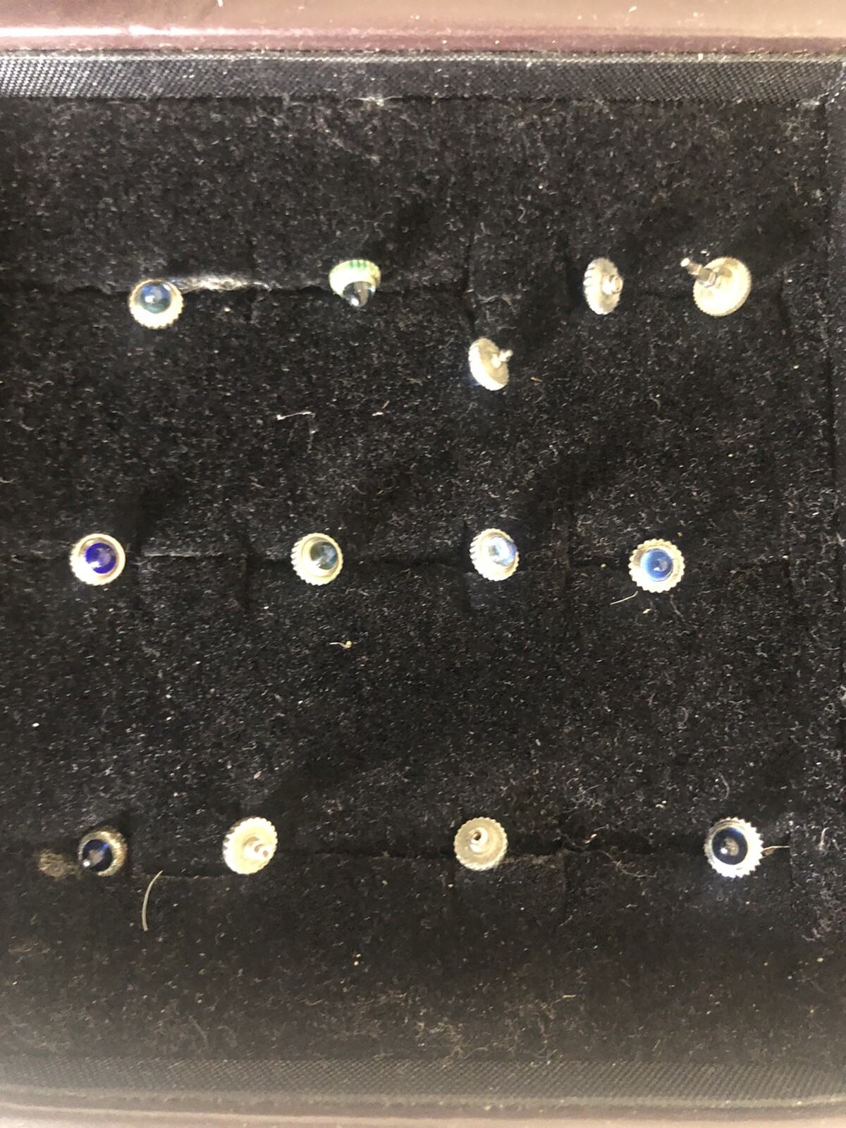 VINTAGE Synthetic blue/green sapphire cabochon watch crowns 13 pieces
