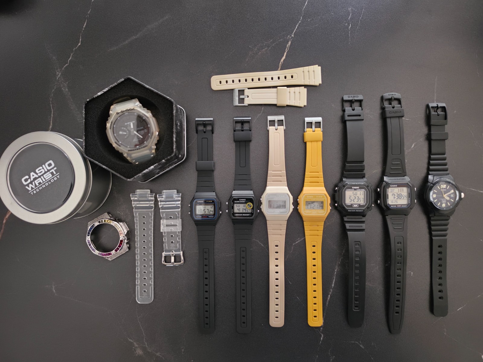 Casio and G-shock watch lot – F-91WC-8AEF Rare Unisex Discontinued Beige