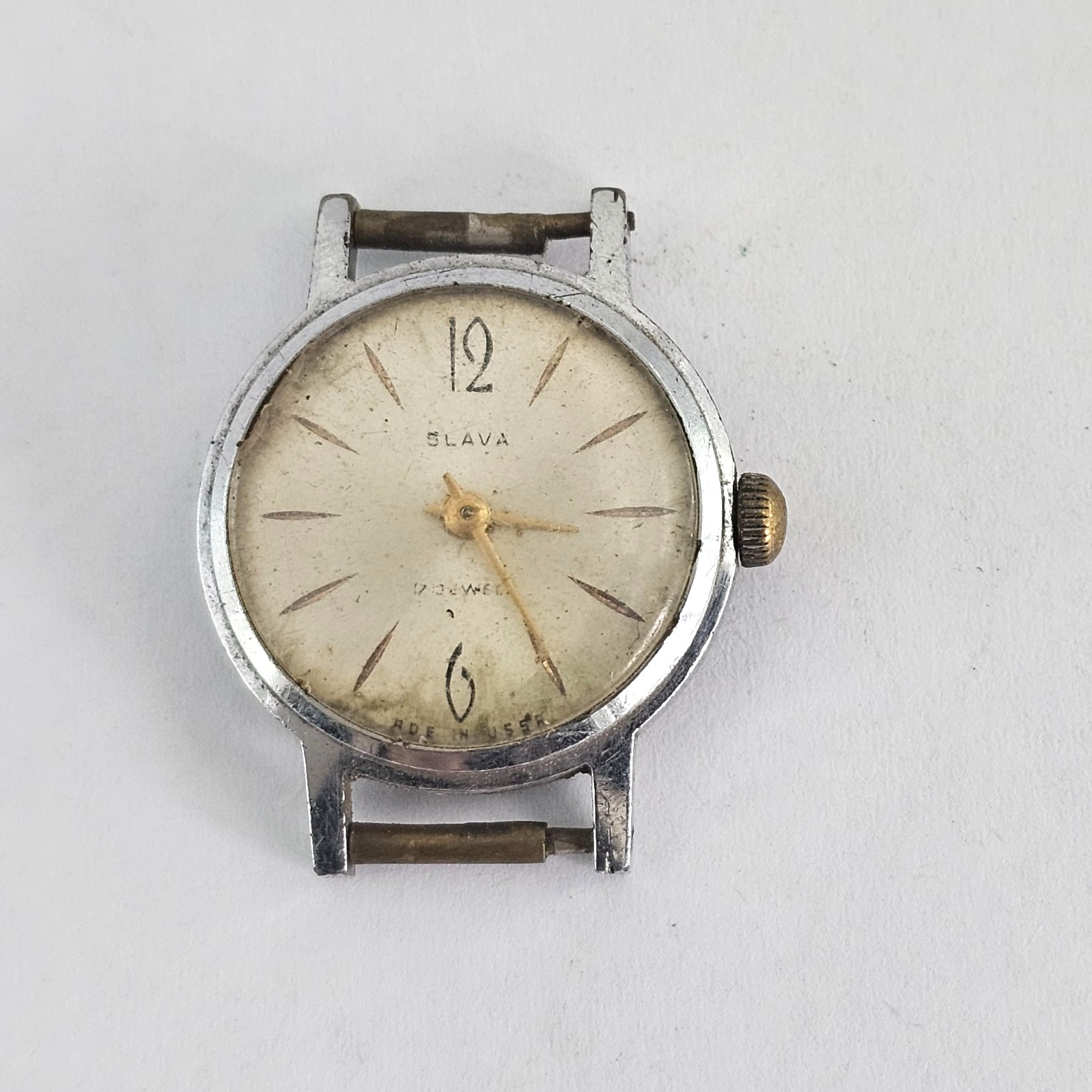 Vintage Watch USSR Slava 17 Jewels 1800 Soviet Wristwatch Parts