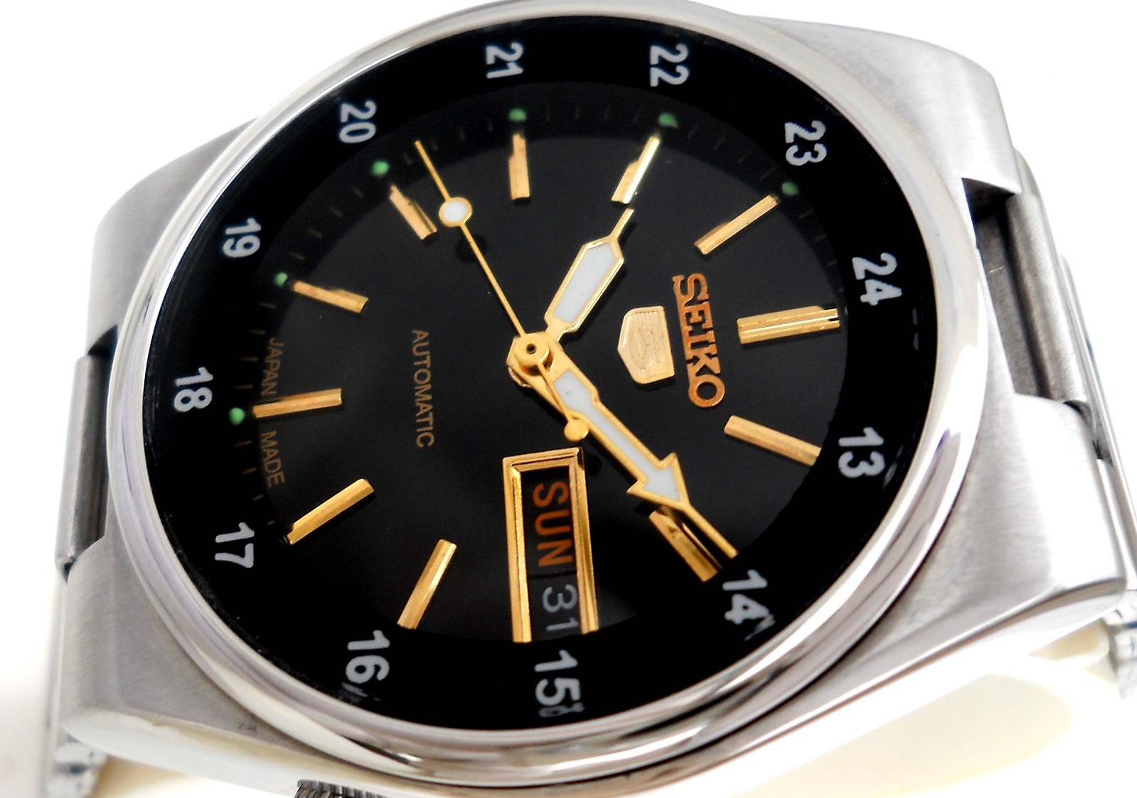 Vintage Seiko 5 Automatic Watch Custom Modification Black Dial 24H Movt 6309