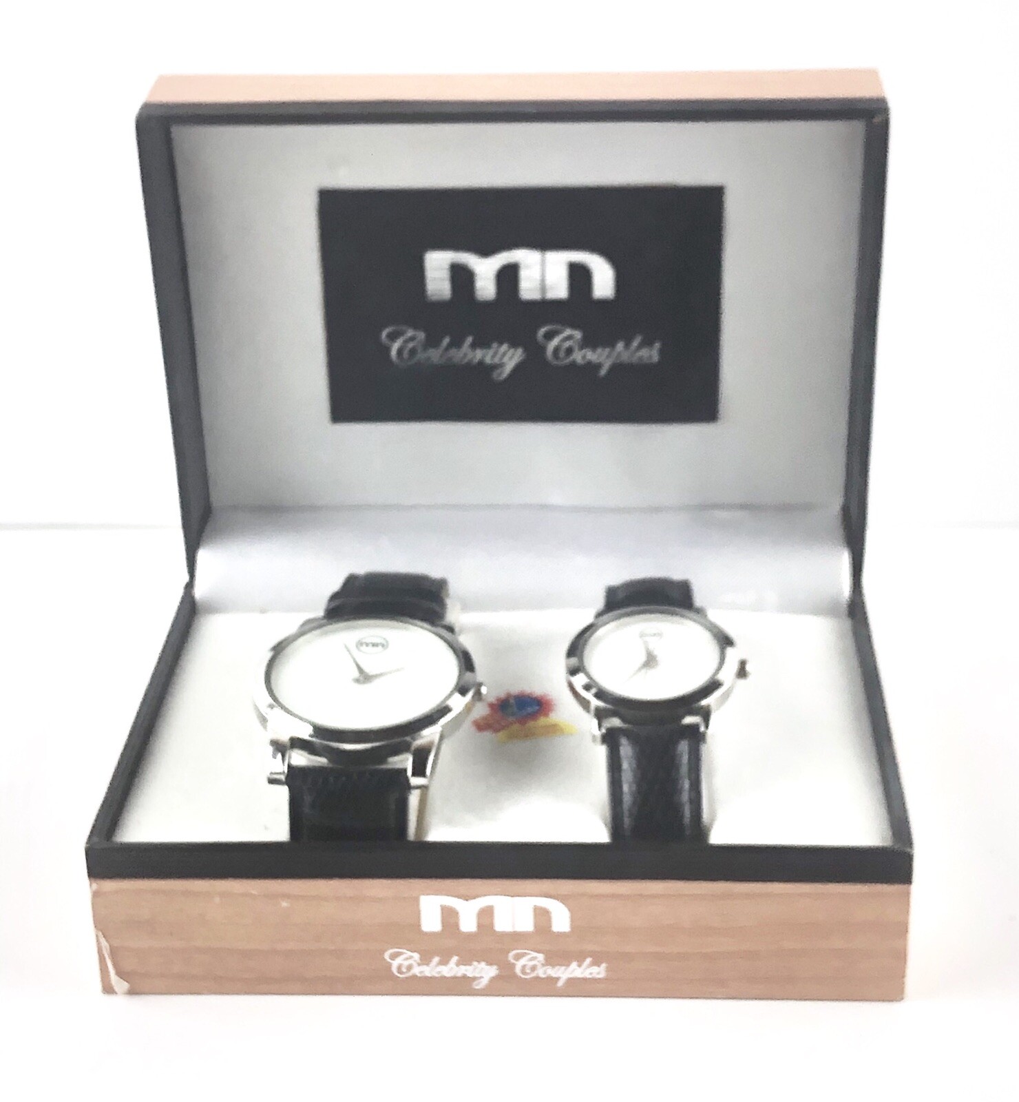Mark Naimer Celebrity Couples Watch Set Black Leather Strap