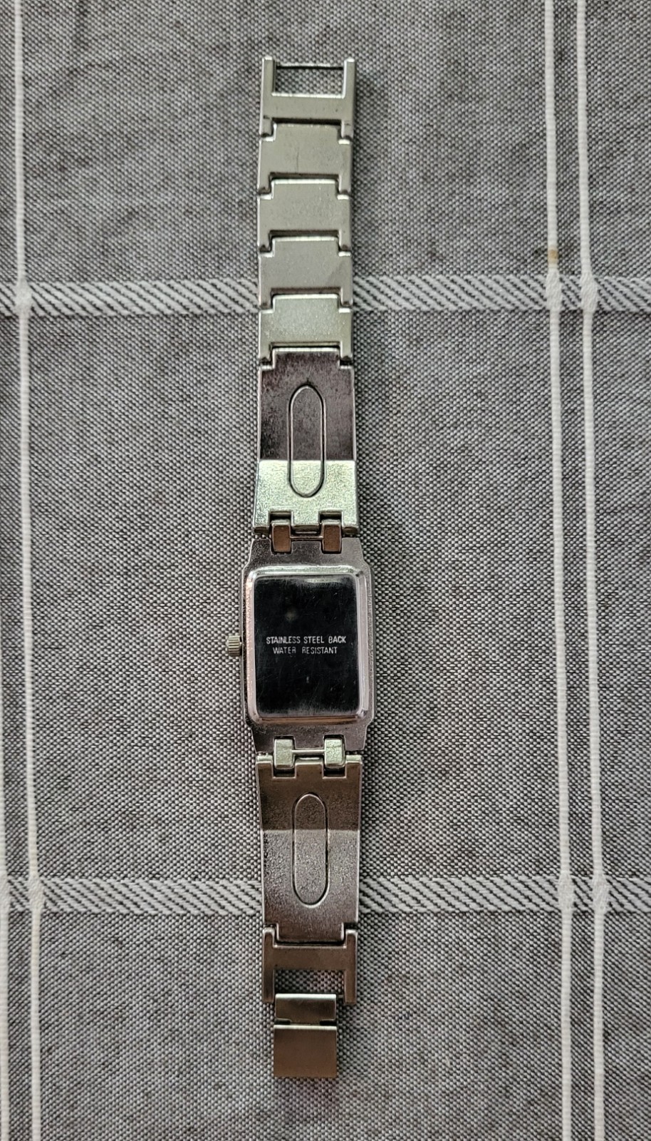 Alpine Quartz Rectangular Dress Watch Silver Tone Stainless Japan Needs Battery