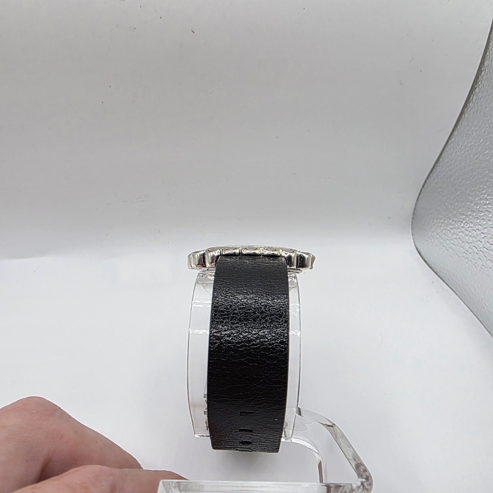 Ecclissi Sterling Silver Turquoise Watch Black Leather Southwestern AS IS Repair