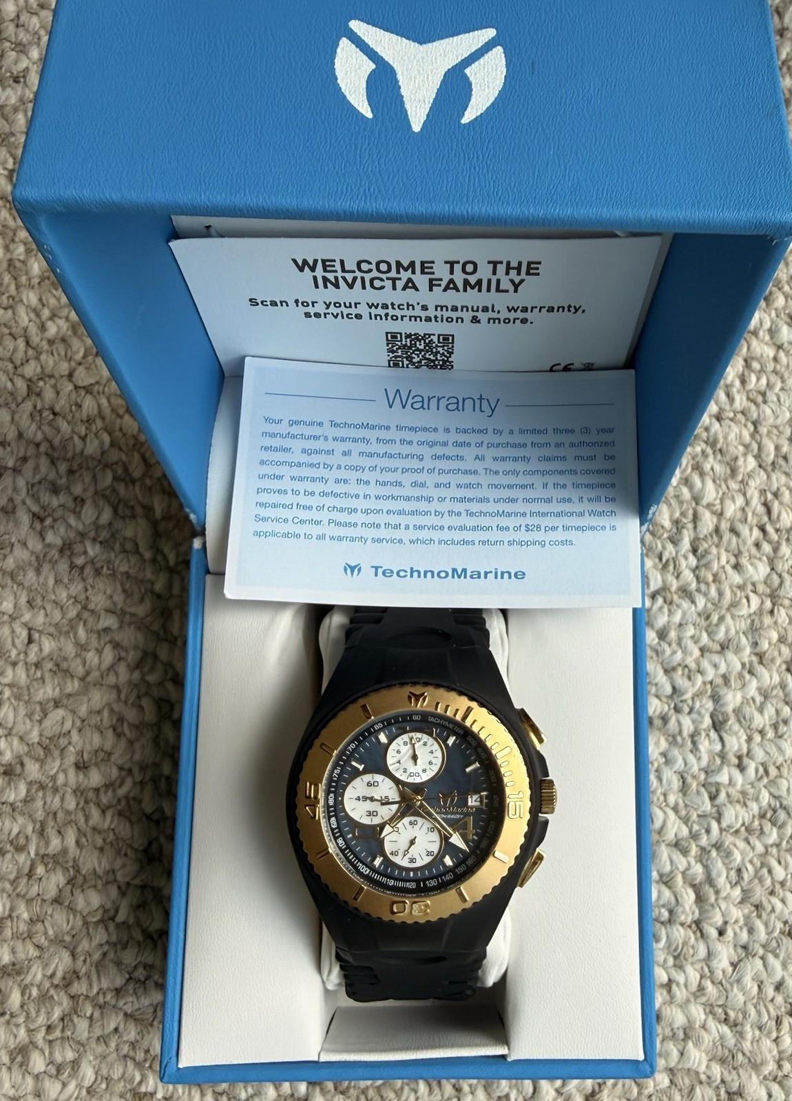 TechnoMarine Cruise Jellyfish Men’s Black/White Watch – TM-115352 With Box