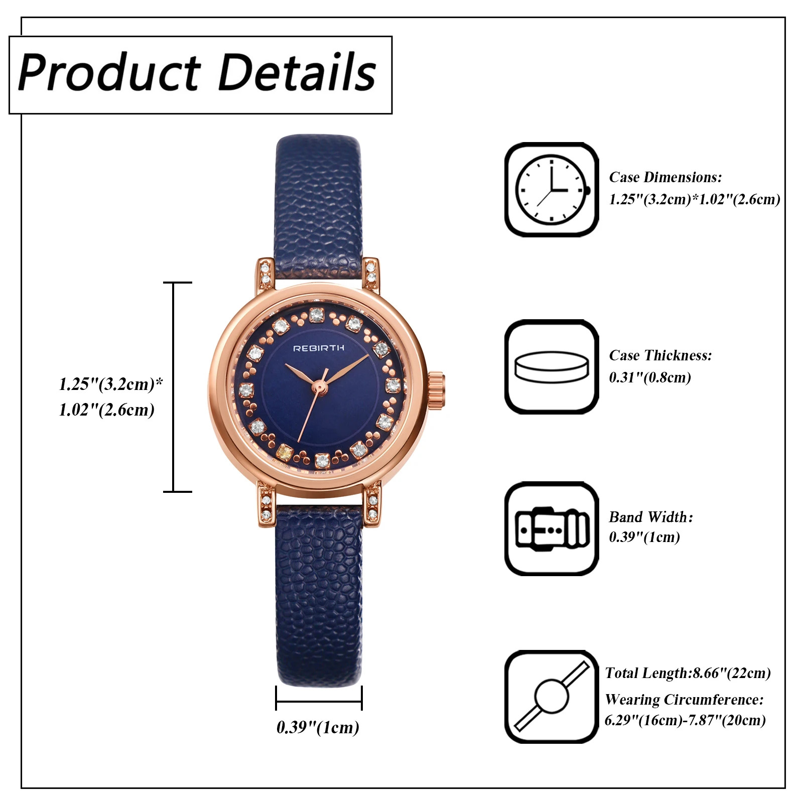 Lancardo Women’s Diamond Dial Quartz Watch Leather Strap 3ATM Waterproof