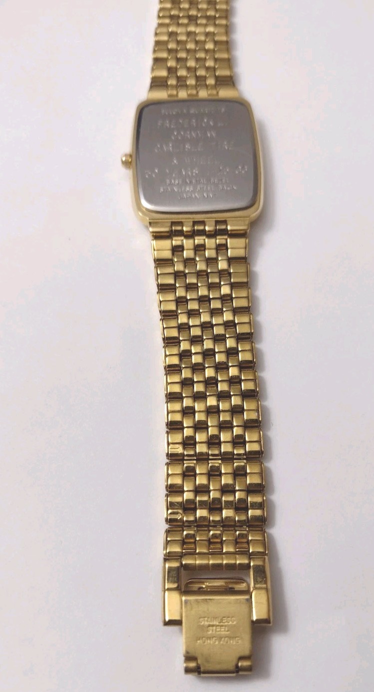 Vintage Men’s Formal Dress Gold Tone Diamond Bulova Quartz Watch Service Award
