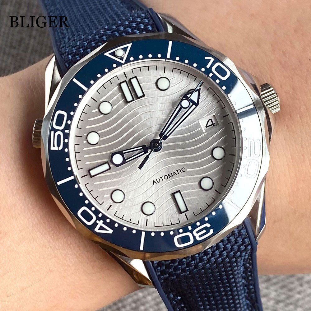 Luxury BLIGER 41mm Mechancial Men Watch Sapphire NH35 PT5000 Movement Blue Green