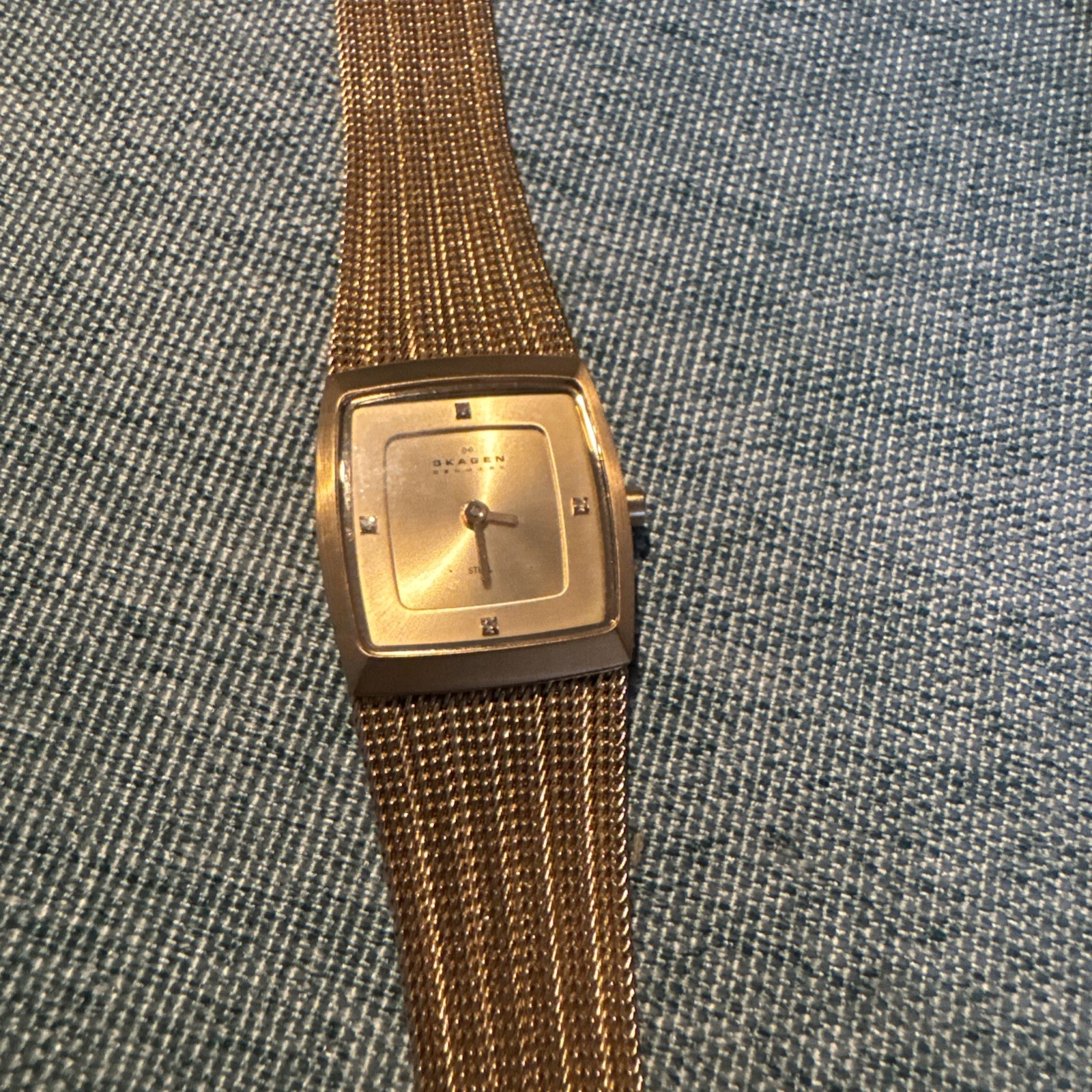 SKAGEN Trine Chrome Square Dial Stainless Steel Mesh Ladies Watch