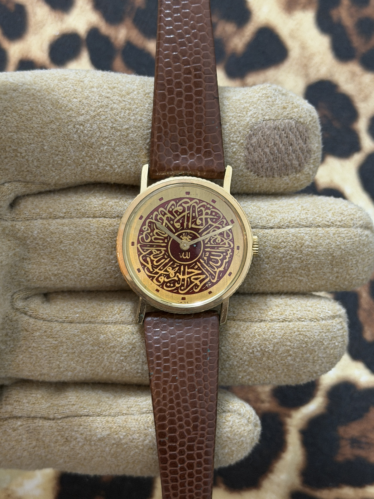 Vintage Exel Watch Rare Arabic Islamic Dial Coinage Manual Swiss Made 18K GP