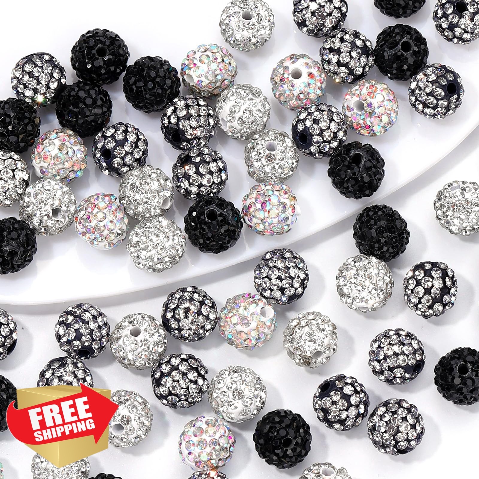 novani 10mm Black Disco Ball Rhinestones
