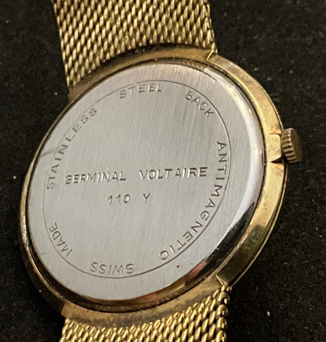 Vtg. Man’s Germinal Voltaire 17J. Swiss Watch/10MGold Plate/As-Is/Sunray Dial