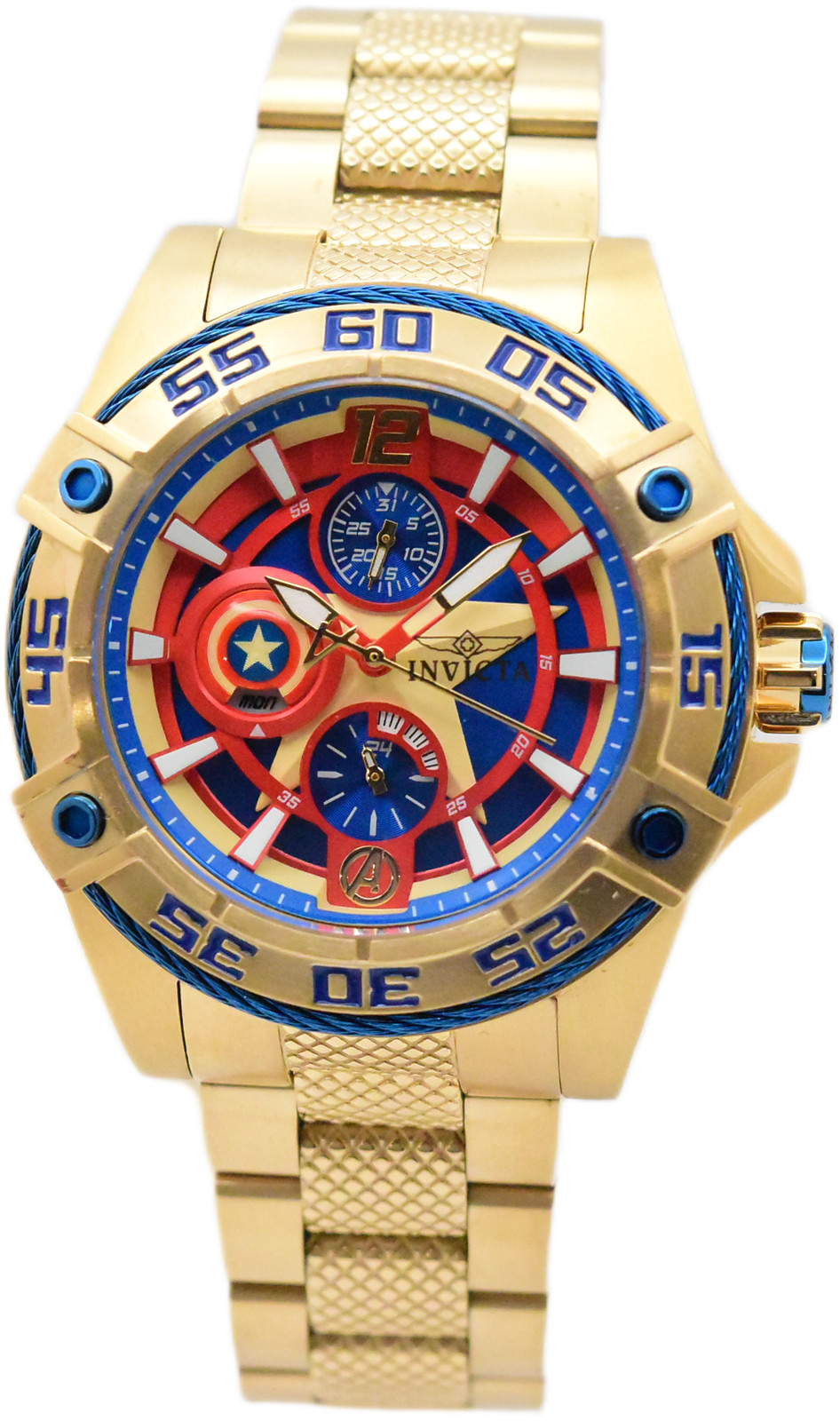Invicta Marvel Captain America Women’s 44mm Limited Edition Gold Watch 27019