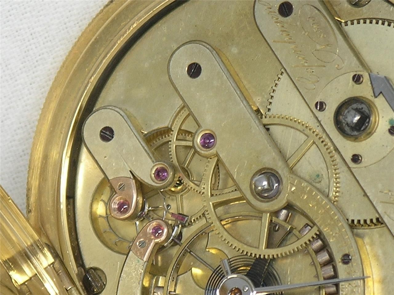 VERY RARE 55MM JULES JURGENSEN 18K KEY WIND 20 JEWEL POCKET WATCH, RUNNING!