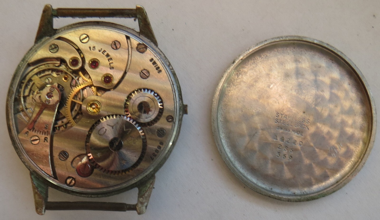 Cyma mens wristwatch nickel chromiun case load manual 35,5 mm. in diameter
