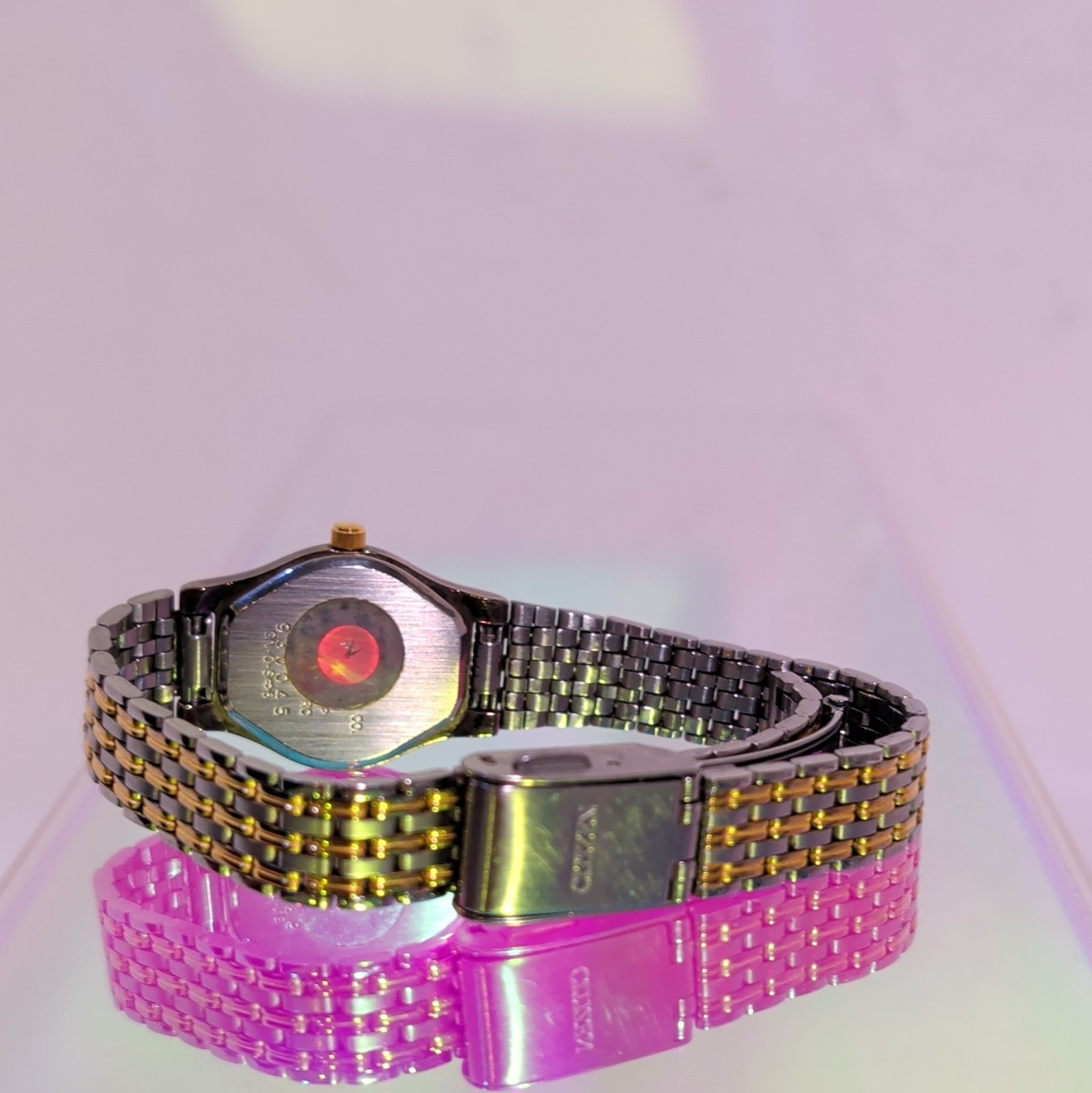 Vintage Citizen Quartz Women’s Watch Black Dial Two Tone Bracelet Japan