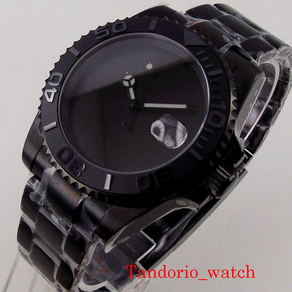 BLIGER 40mm NH35A PT5000 Black Sterile Dial Black PVD Plated Automatic Men Watch