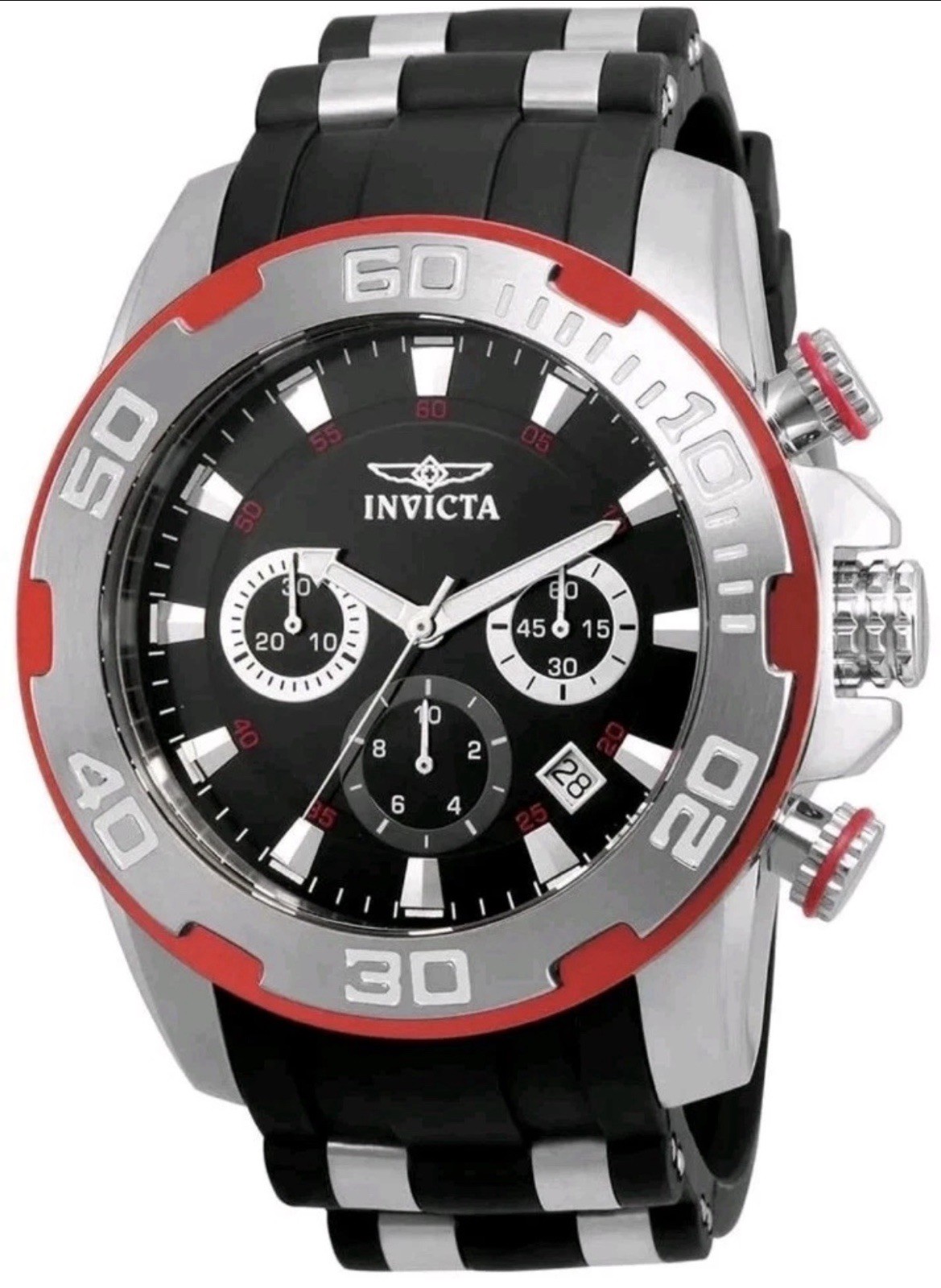 Invicta Pro Diver SCUBA Men’s Quartz Watch Black/Red/Silver 22307 NIB