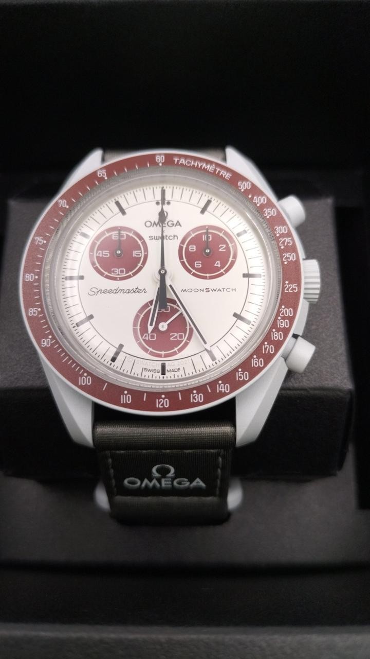 Omega x Swatch MoonSwatch Mission to Pluto SO33M101 Gray Burgundy Quartz