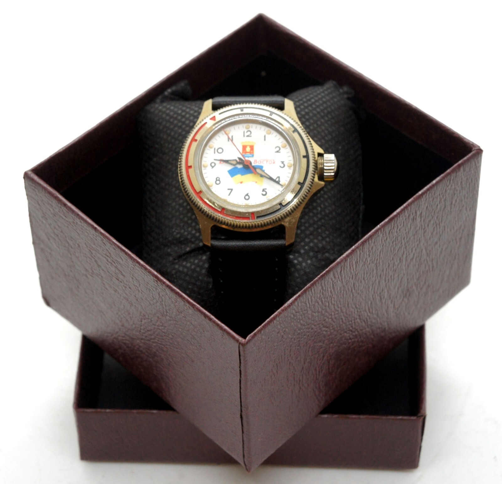 Vintage soviet Wostok 2414A Amphibia wrist watch Dnipro Ukraine flag