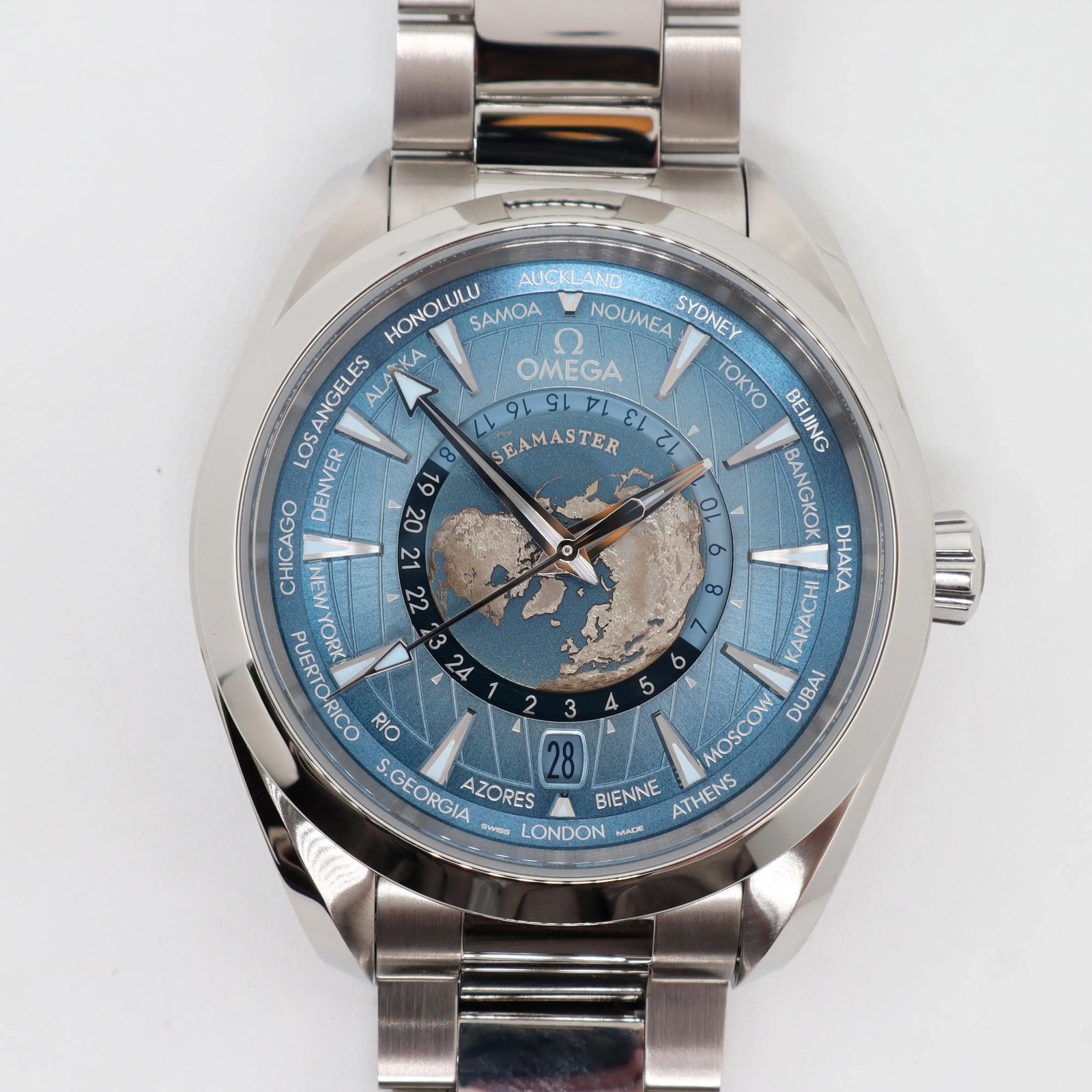 2025 New Omega 220.10.43.22.03.002 SeaMaster 43mm Summer Blue Dial Steel Watch