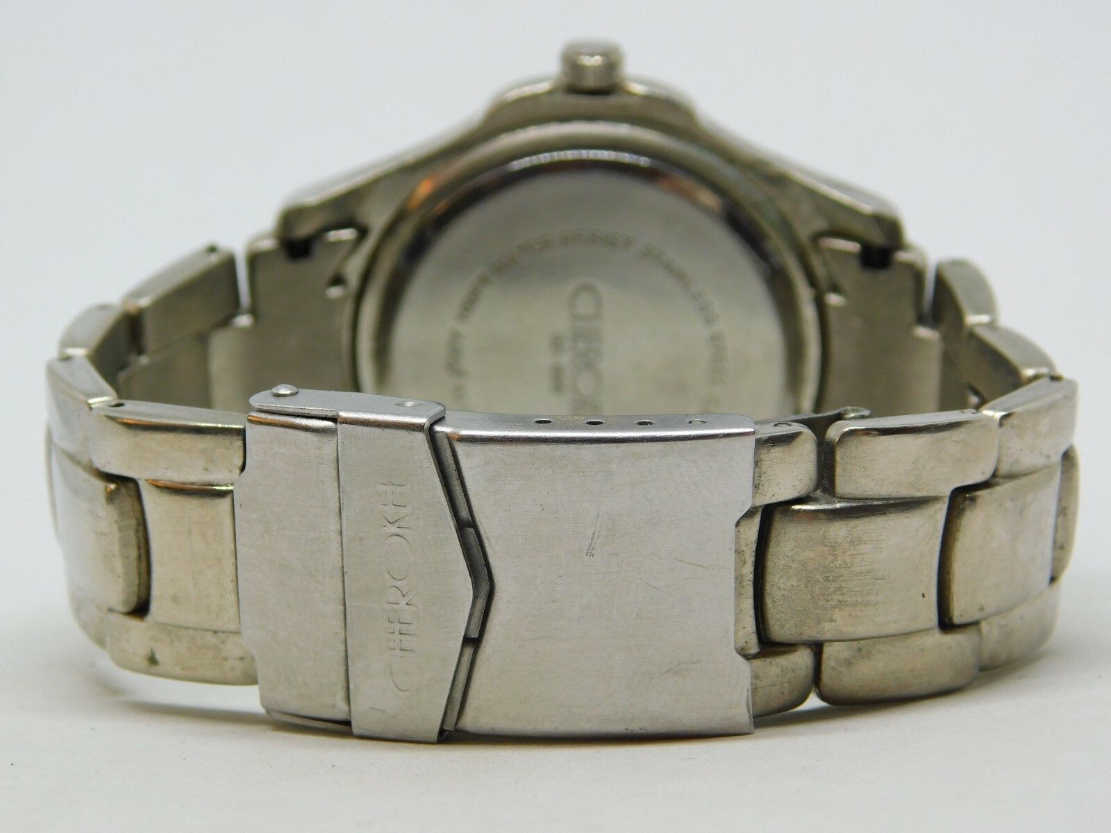 Cherokee 32-889 Silver Tone Quartz Analog Men’s Watch Sz. 6 1/2″ New Battery