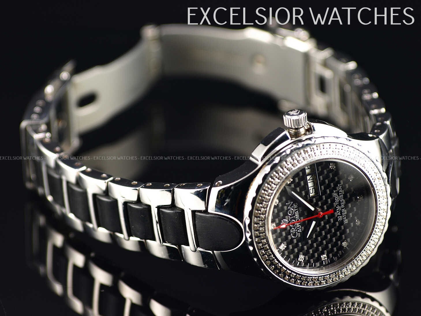 Croton 128th Anniversary Womens 38mm Swiss ETA Automatic Diamond Sapphire Diver