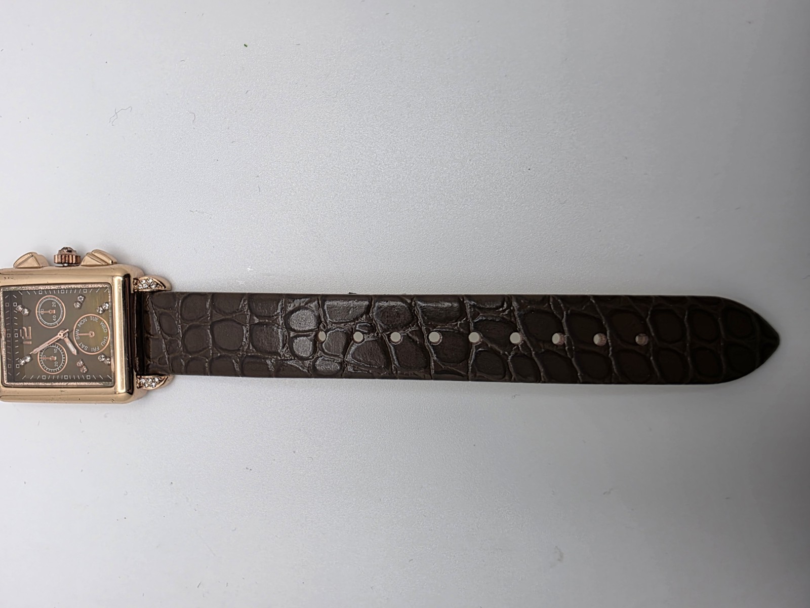 Women’s Rose Gold Tone Rectangle Fashion Watch Brown Dial