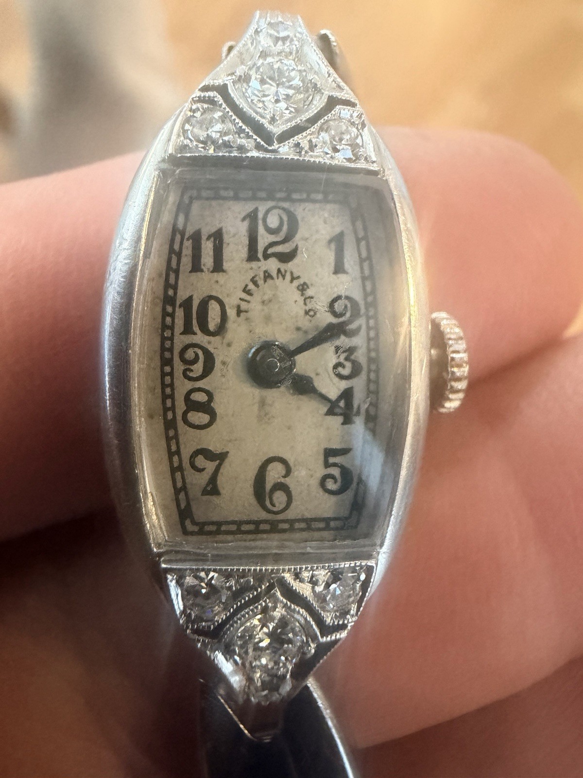 Watch- Tiffany & Company. Vintage 1940’s Era Wind Up Watch with Diamonds