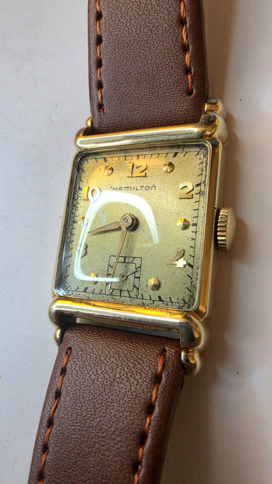 Vintage 1940s Hamilton Milton Art Deco Tank Watch – 14K Gold Filled – Caliber 98