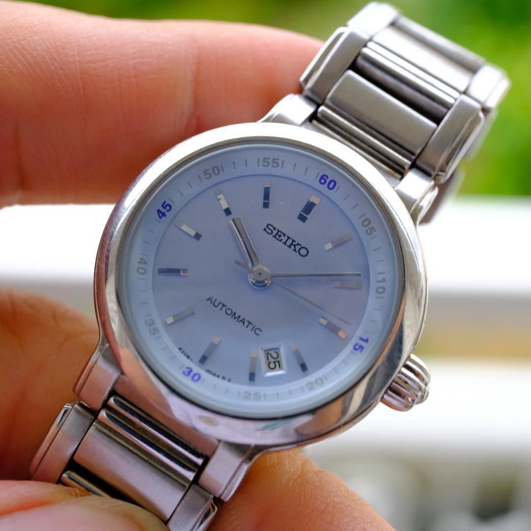 Seiko Time Creation Ladies Automatic Watch Blue Dial Date 30mm